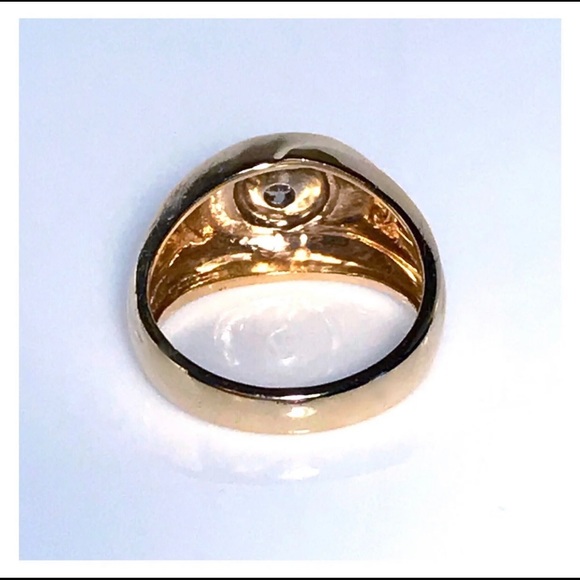 14KT RETRO 1950's MID CENTURY MODERN .21 CARAT FIREY DIAMOND SOLID Y GOLD RING - Picture 11 of 13